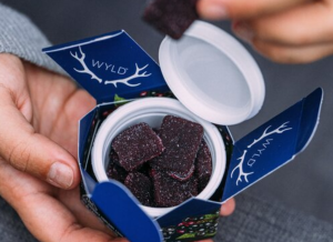 an open pock of wyld elderberry cbn gummies