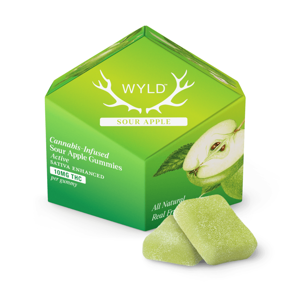 a box of WYLD Sour Apple Gummies