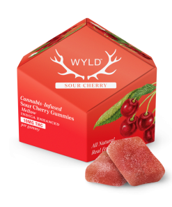 a box of WYLD Sour Cherry Gummies