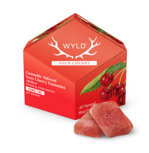 a box of WYLD Sour Cherry Gummies