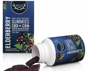 wyld elderberry real fruit thc edibles on a white background